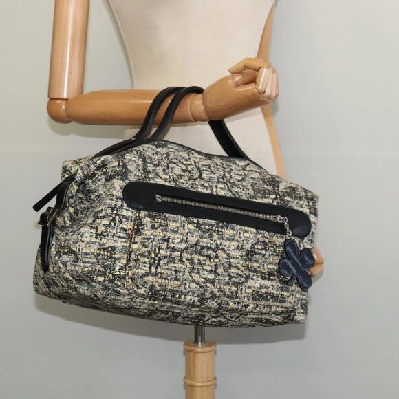CHANEL Hand Bag Tweed Black Silver CC Auth 132459 - Picture 1 of 16